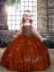 High Quality Sleeveless Floor Length Beading Lace Up Little Girl Pageant Dress with Rust Red