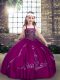 Fuchsia Straps Neckline Beading Pageant Dress Toddler Sleeveless Lace Up