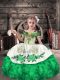 Floor Length Lace Up Little Girls Pageant Dress Wholesale Green for Wedding Party with Beading and Embroidery and Ruffles