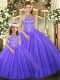Stunning Lavender Halter Top Lace Up Beading Sweet 16 Dresses Sleeveless