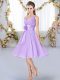 Chiffon V-neck Sleeveless Lace Up Hand Made Flower Bridesmaid Gown in Lavender