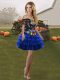 Pretty Royal Blue Sleeveless Organza Lace Up for Prom and Party