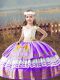Eye-catching Off The Shoulder Sleeveless Little Girl Pageant Gowns Floor Length Embroidery Lavender Satin