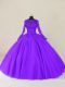 Trendy Floor Length Ball Gowns Long Sleeves Purple Sweet 16 Dresses Zipper