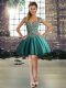 Trendy Teal Lace Up Straps Beading Dress for Prom Tulle Sleeveless
