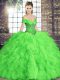 Chic Beading and Ruffles Quinceanera Dresses Lace Up Sleeveless Floor Length