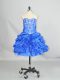 Exquisite Blue Ball Gowns Sweetheart Sleeveless Organza and Taffeta Mini Length Lace Up Beading and Ruffles and Pick Ups Prom Evening Gown