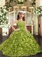 Latest Ball Gowns Kids Pageant Dress Olive Green Organza Sleeveless Floor Length Zipper