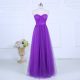 High Quality Eggplant Purple Empire Sweetheart Sleeveless Tulle Floor Length Zipper Ruching Wedding Guest Dresses