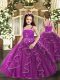 Customized Purple Straps Lace Up Ruffles Girls Pageant Dresses Sleeveless