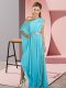 Great Aqua Blue Chiffon Side Zipper Prom Dress Sleeveless Asymmetrical Sequins