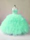 Apple Green Sweetheart Lace Up Beading and Ruffles Quinceanera Gown Sleeveless