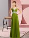Dynamic Olive Green V-neck Lace Up Beading Evening Dress Sleeveless