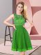 Exceptional Scoop Sleeveless Quinceanera Court of Honor Dress Mini Length Beading and Appliques Green Chiffon
