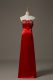 Sumptuous Red Empire Satin Sweetheart Sleeveless Beading and Appliques Floor Length Lace Up Prom Gown