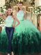 Multi-color High-neck Backless Ruffles Quinceanera Dresses Sleeveless