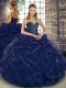 Superior Navy Blue Sweetheart Lace Up Beading and Ruffles Quinceanera Dress Sleeveless