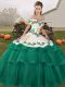 Tulle Sleeveless 15th Birthday Dress Brush Train and Embroidery and Ruffled Layers