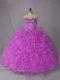 Stylish Floor Length Lilac Quinceanera Gown Organza Sleeveless Beading