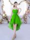 Green Sleeveless High Low Lace Lace Up Wedding Party Dress