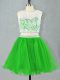 Hot Sale Green Zipper Homecoming Party Dress Lace and Appliques Sleeveless Mini Length