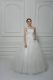 Popular Sleeveless Tulle Brush Train Lace Up Wedding Gowns in White with Beading and Lace and Hand Made Flower