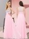 Beading Court Dresses for Sweet 16 Baby Pink Side Zipper Sleeveless Floor Length