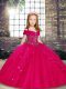 Sleeveless Floor Length Lace Up Girls Pageant Dresses in Fuchsia with Beading
