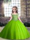 Fashionable Beading Little Girls Pageant Gowns Green Lace Up Sleeveless Floor Length