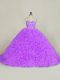 Sweetheart Sleeveless 15 Quinceanera Dress Court Train Beading Lavender Fabric With Rolling Flowers