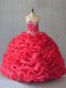 Coral Red Quinceanera Gown Sweet 16 and Quinceanera with Beading and Pick Ups Sweetheart Sleeveless Lace Up