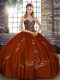 Brown Sleeveless Tulle Lace Up Quince Ball Gowns for Military Ball and Sweet 16 and Quinceanera