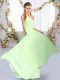 Glamorous Floor Length Yellow Green Bridesmaids Dress One Shoulder Sleeveless Lace Up
