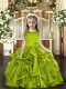 Great Olive Green Scoop Lace Up Ruffles Little Girl Pageant Gowns Sleeveless
