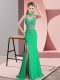 Enchanting Sleeveless Floor Length Beading and Lace and Appliques Backless Prom Evening Gown with Green