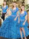 Exceptional Blue Quince Ball Gowns Military Ball and Sweet 16 and Quinceanera with Beading and Ruffles Sweetheart Sleeveless Lace Up