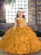 Fashion Gold Sleeveless Beading Asymmetrical Child Pageant Dress