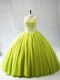 Halter Top Sleeveless Tulle Ball Gown Prom Dress Beading Lace Up