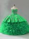 Vintage Green Sweetheart Lace Up Embroidery and Ruffles Sweet 16 Quinceanera Dress Sleeveless