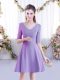 Mini Length Lavender Court Dresses for Sweet 16 V-neck Half Sleeves Zipper