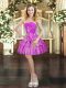 Custom Designed Mini Length Ball Gowns Sleeveless Fuchsia Juniors Party Dress Lace Up