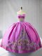 Rose Pink Lace Up Sweetheart Embroidery 15th Birthday Dress Satin Sleeveless