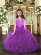 Perfect Floor Length Eggplant Purple and Purple Kids Pageant Dress Organza Sleeveless Ruffles