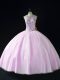 Elegant Lilac Sleeveless Beading Floor Length Ball Gown Prom Dress