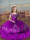 Pretty Purple Lace Up Little Girl Pageant Dress Embroidery and Ruffled Layers Sleeveless Floor Length