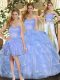 Modest Floor Length Three Pieces Sleeveless Lavender Quinceanera Gowns Lace Up