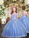Enchanting Baby Blue Sleeveless Appliques Floor Length Pageant Gowns