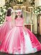 Nice Pink Ball Gowns Scoop Sleeveless Tulle Floor Length Zipper Lace Little Girl Pageant Dress