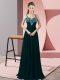 Elegant Peacock Green Empire Straps Sleeveless Chiffon Floor Length Zipper Beading Prom Evening Gown
