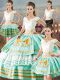 Ball Gowns Sweet 16 Quinceanera Dress Apple Green V-neck Satin Sleeveless Floor Length Lace Up